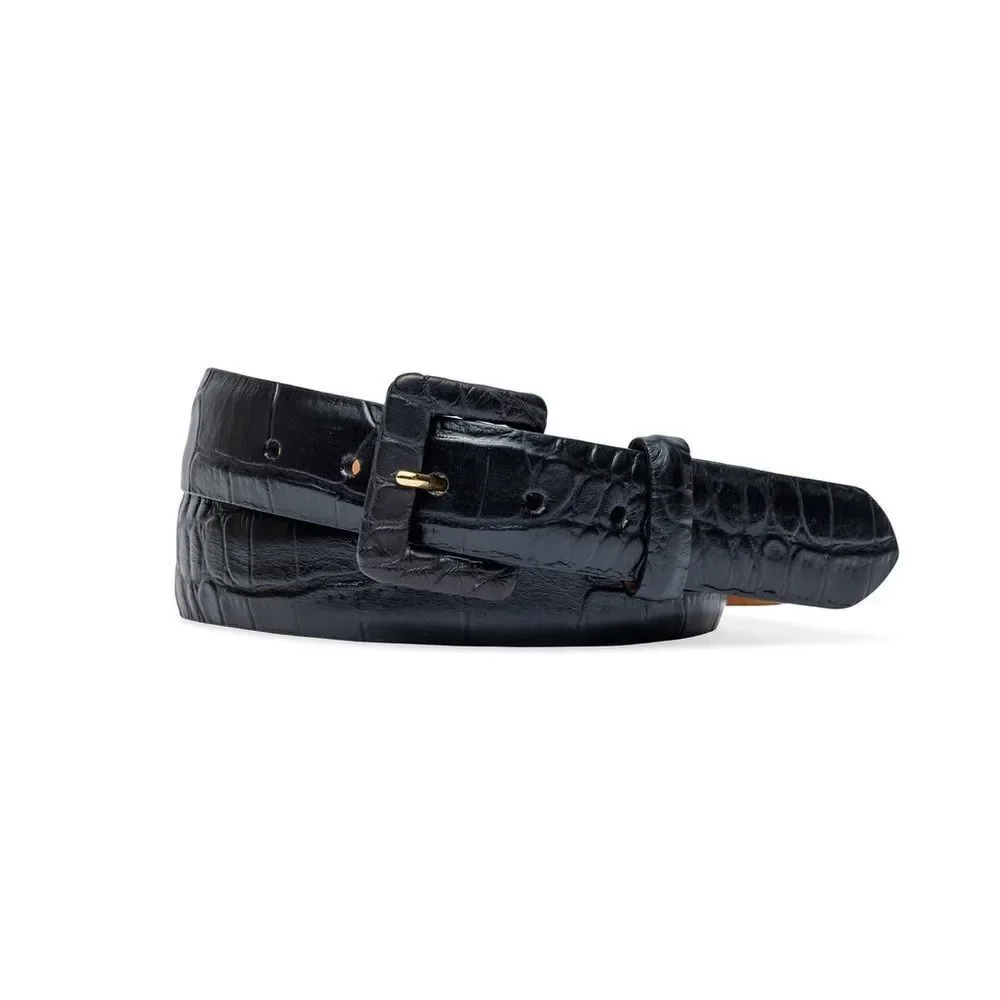 W.Kleinberg Black Croc Embossed genuine leather belt
